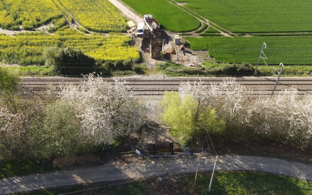 Auger boring under railway tracks in Normandy
